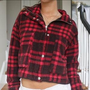 Urban Outfitters Plaid Cropped Jacket